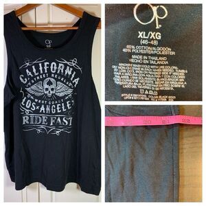 Ocean Pacific OP Tank Top XL Skull Moto Biker‎ Los Angeles Wings Ride Fast